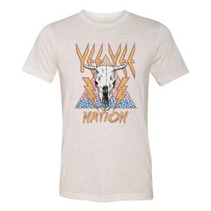 YEEYEE Apparel Band Tee Medium Western Rock Heathered Cream Short Sleeve Top